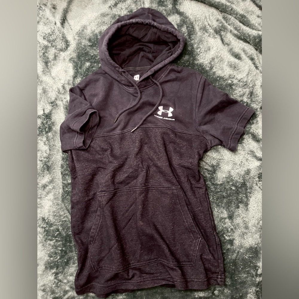 Under Armour Short Sleeve Terry Hoodie - Black, Small